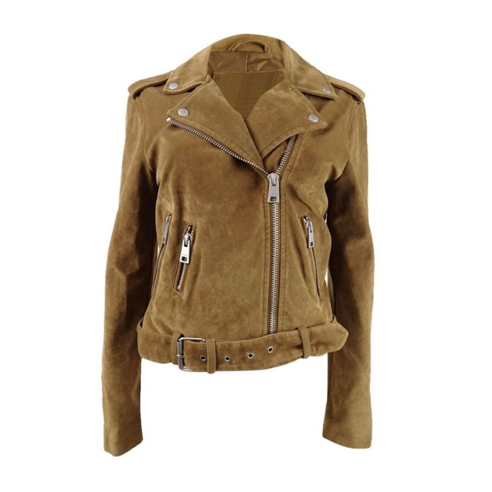 Levi's Women's Belted Faux Suede Moto Jacket - Cognac - Picture 1 of 4